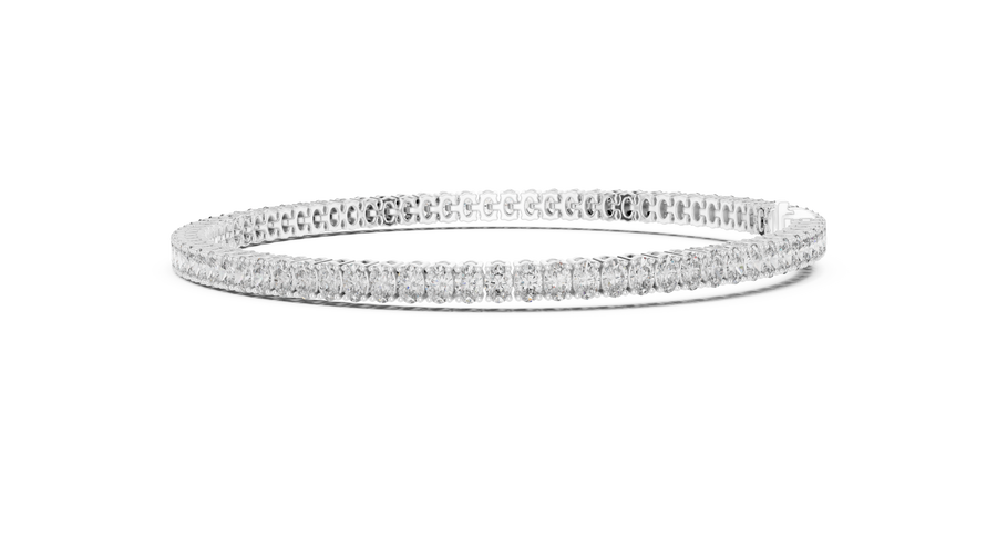 White gold 11.85 ct oval cut diamond tennis bracelet, angled view