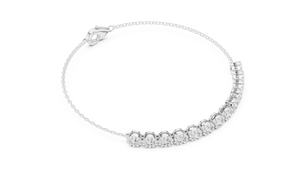 White gold 1.43 ct round diamond chain bracelet, angled view