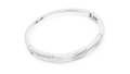 White gold 0.70 ct twisted diamond bangle bracelet, angled view