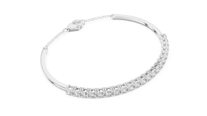 White gold 2.31 ct diamond bar bangle bracelet, angled view