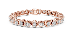 Rose gold 6.82 ct east west cushion cut lab grown diamond tennis bracelet, front view
