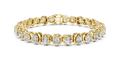 Yellow gold 6.82 ct east west cushion cut lab grown diamond tennis bracelet, front view