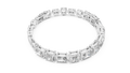White gold radiant and asscher cut lab grown diamond station bracelet, side view