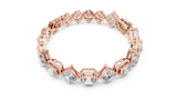 Rose gold art deco kite set asscher and emerald lab grown diamond bracelet, side view