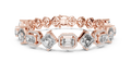 Rose gold 12.04 ct art deco kite set lab grown diamond bracelet, front view