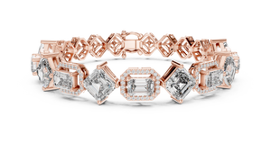 Rose gold 12.04 ct art deco kite set lab grown diamond bracelet, front view