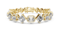 Yellow gold 12.04 ct art deco kite set lab grown diamond bracelet, front view