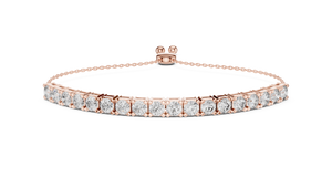 Rose gold 5.94 ct lab grown diamond tennis bolo bracelet, front view
