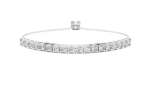 White gold 5.94 ct lab grown diamond tennis bolo bracelet, front view