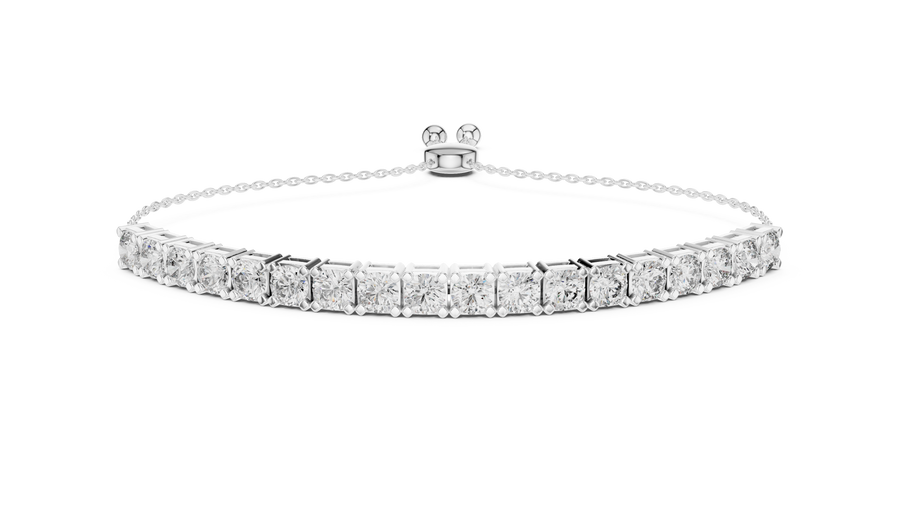 White gold 5.94 ct adjustable lab grown diamond tennis bolo bracelet, front view