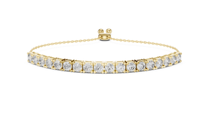 Yellow gold 5.94 ct lab grown diamond tennis bolo bracelet, front view