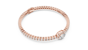 Rose gold oval halo lab grown diamond tennis bracelet, side view