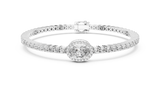 White gold 4.34 ct oval halo lab grown diamond tennis bracelet, front view