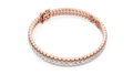 Rose gold emerald cut lab grown diamond tennis bracelet, side view
