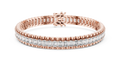 Rose gold 12 ct emerald cut lab grown diamond tennis bracelet, front view