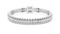 White gold 12 ct emerald cut lab grown diamond tennis bracelet, front view