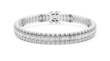 White gold 12 ct emerald cut lab grown diamond tennis bracelet, front view