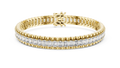 Yellow gold 12 ct emerald cut lab grown diamond tennis bracelet, front view