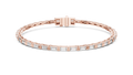 Rose gold 3.70 ct baguette cut lab grown diamond tennis bracelet, front view