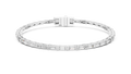 White gold 3.70 ct baguette cut lab grown diamond tennis bracelet, front view