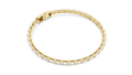Yellow gold baguette cut lab grown diamond tennis bracelet, side view