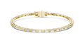 Yellow gold 3.70 ct baguette cut lab grown diamond tennis bracelet, front view