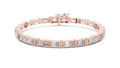 Rose gold 8.96 ct east west emerald cut lab grown diamond tennis bracelet, front view