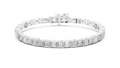 White gold 8.96 ct east west emerald cut lab grown diamond tennis bracelet, front view