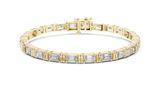 Yellow gold 8.96 ct east west emerald cut lab grown diamond tennis bracelet, front view