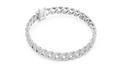 White gold pave cuban link lab grown diamond bracelet, side view