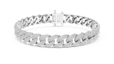 White gold 5 ct pave cuban link lab grown diamond bracelet, front view