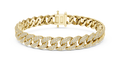 Yellow gold 5 ct pave cuban link lab grown diamond bracelet, front view