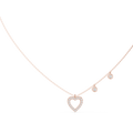 Rose gold 0.48 ct round cut lab grown diamond open heart pendant necklace, front view