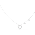 White gold 0.48 ct round cut lab grown diamond open heart pendant necklace, front view