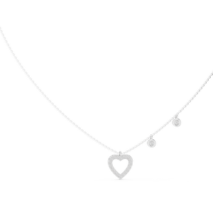 White gold 0.48 ct round cut lab grown diamond open heart pendant necklace, front view