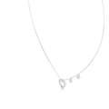 White gold round cut lab grown diamond open heart pendant necklace, side view