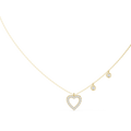 Yellow gold 0.48 ct round cut lab grown diamond open heart pendant necklace, front view