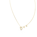 Yellow gold round cut lab grown diamond open heart pendant necklace, side view