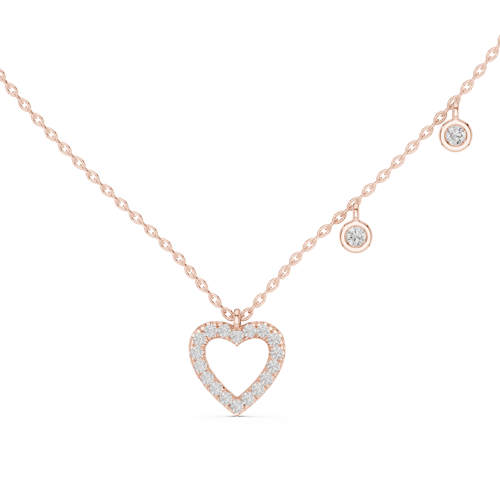 "0.48 CT lab-grown diamond heart drop pendant necklace in 10K rose gold"