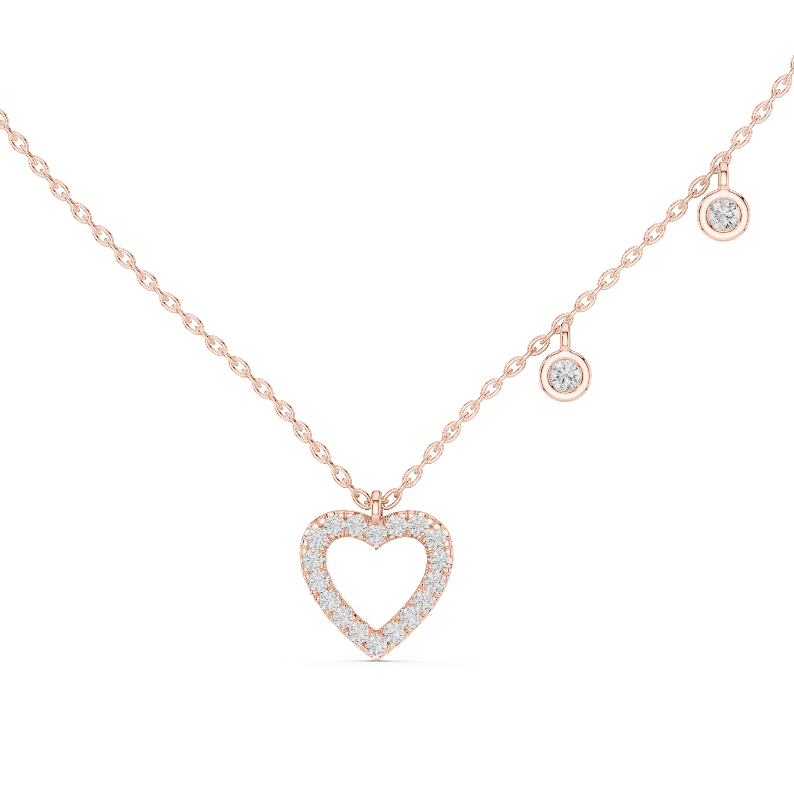 "0.48 CT lab-grown diamond heart drop pendant necklace in 10K rose gold"