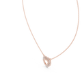 Rose gold round cut lab grown diamond double halo heart pendant necklace, side view
