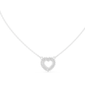 White gold 0.38 ct round cut lab grown diamond double halo heart pendant necklace, front view