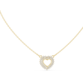 Yellow gold 0.38 ct round cut lab grown diamond double halo heart pendant necklace, front view