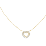 Yellow gold 0.38 ct round cut lab grown diamond double halo heart pendant necklace, front view