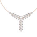 Rose gold 14.03 ct pear and round cut lab grown diamond Y-drop statement necklace, front view