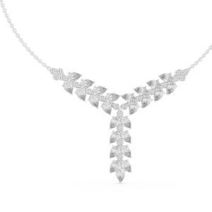 White gold 14.03 ct pear and round cut lab grown diamond Y-drop statement necklace, front view