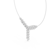 White gold pear and round cut lab grown diamond Y-drop statement necklace, side view