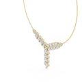 Yellow gold pear and round cut lab grown diamond Y-drop statement necklace, side view