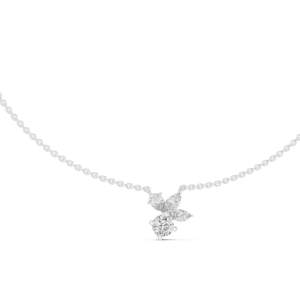 White gold 2.12 ct round, pear and marquise lab grown diamond cluster pendant necklace, front view