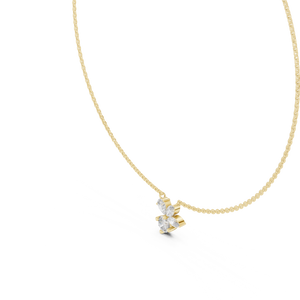 Yellow gold round, pear and marquise lab grown diamond cluster pendant necklace, side view